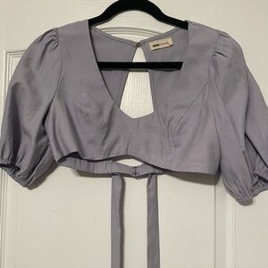 Fashion Nova Lavender Puff Sleeve Crop Top